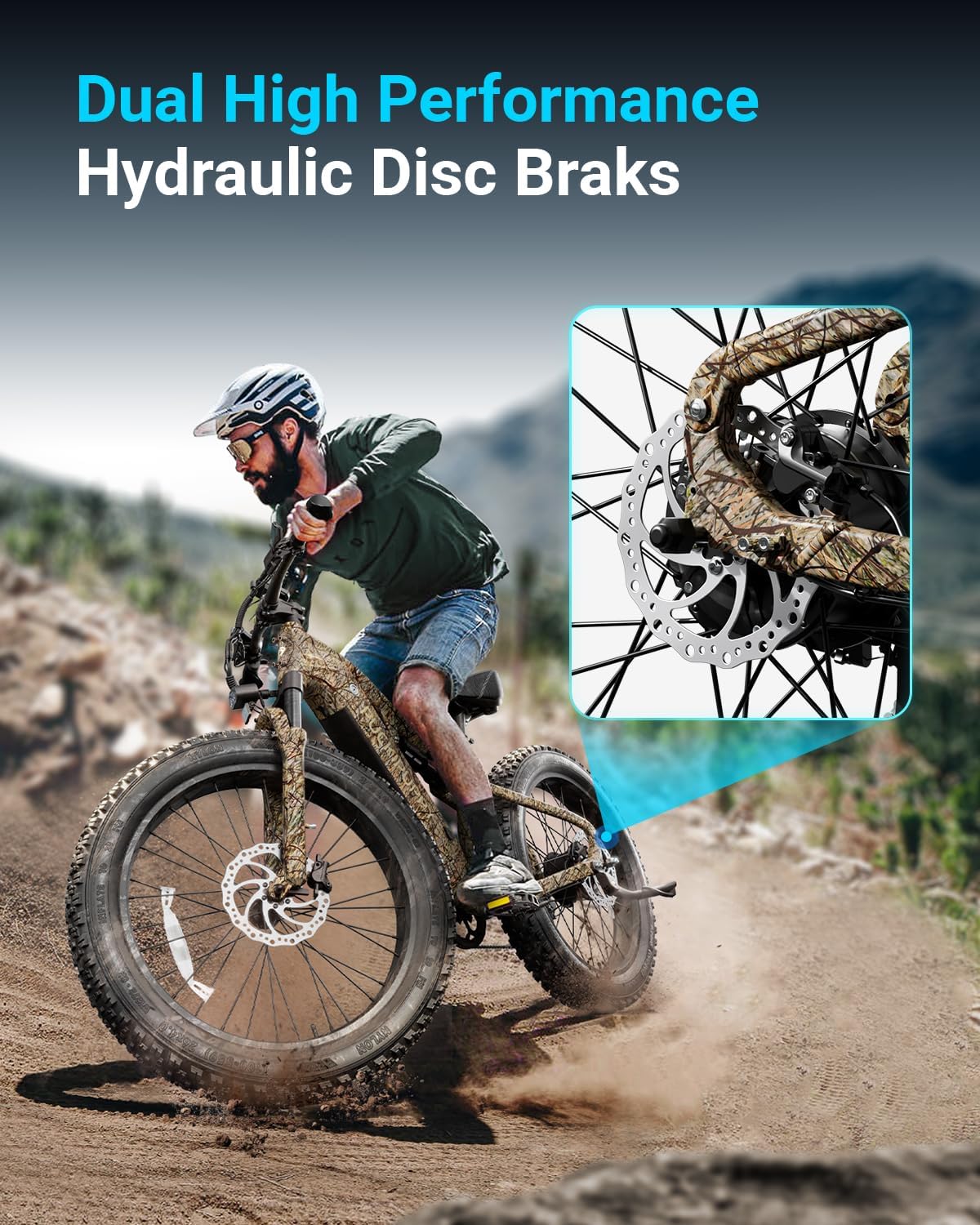 PUCKIPUPPY Electric Bike for Adults 1350W Peak, 28 MPH, 48V 20AH Battery Ebike, 26"x4" Fat Tire Full Suspension Electric Mountain Bike, 80 Miles Range, 8 Speed, Torque Sensor (Labrador Pro)