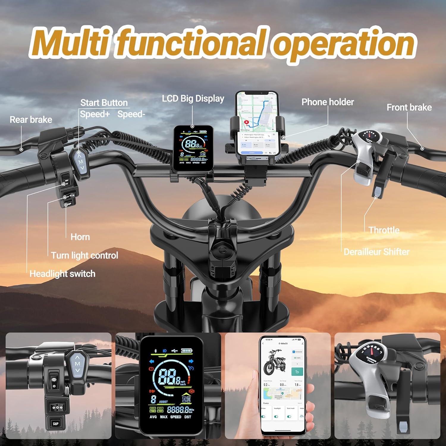 Electric ebike | Full Suspension | 31MPH Top Speed | Range 40-70 Miles | 48V 960Wh Removable Battery | LED Headlights | 20-Inch All-Terrain Fat Tires | UL 2849 Certified ebike