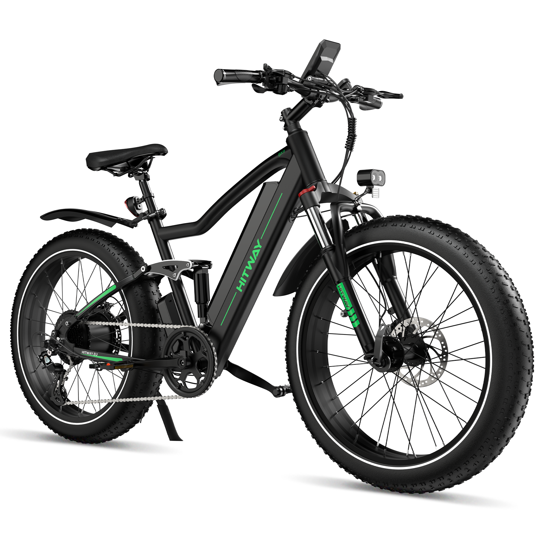 Electric Bike with 250W Motor, 48V Battery, Fat Tires, Dual Suspension, LCD Display