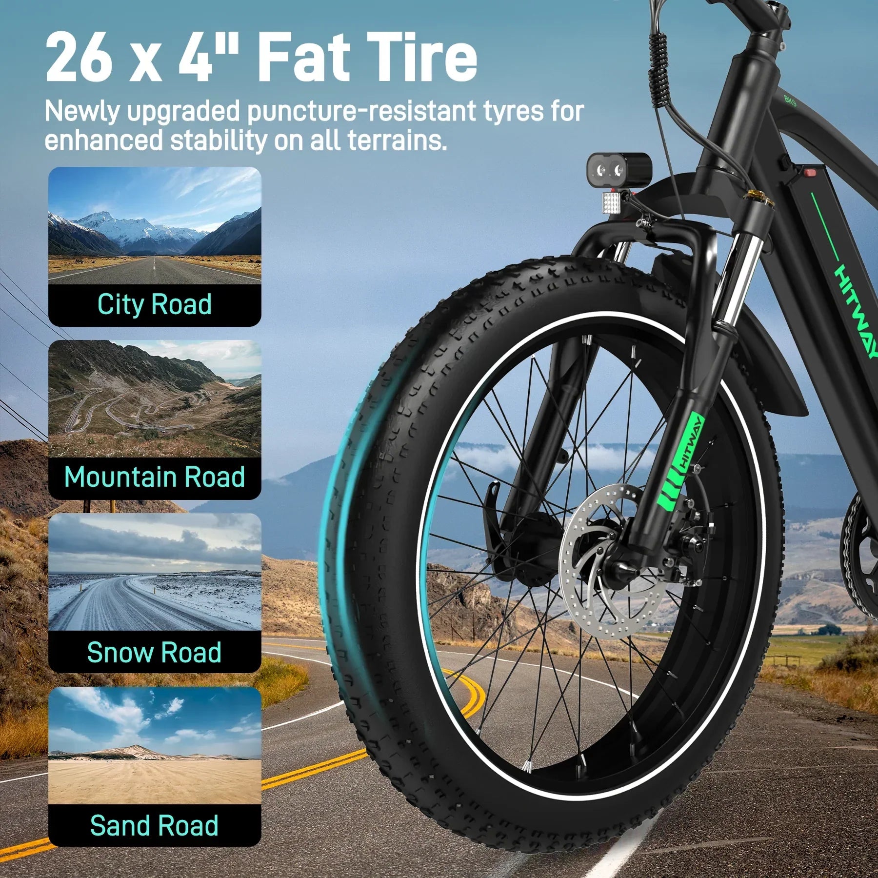 Electric Bike with 250W Motor, 48V Battery, Fat Tires, Dual Suspension, LCD Display